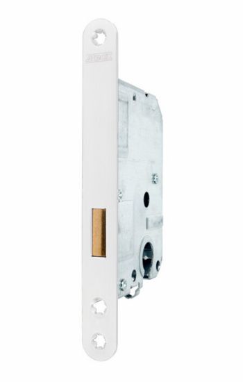 Afbeeldingen van 4tecx woningbouw kastslot 1258 pc       voorplaat wit 20x175