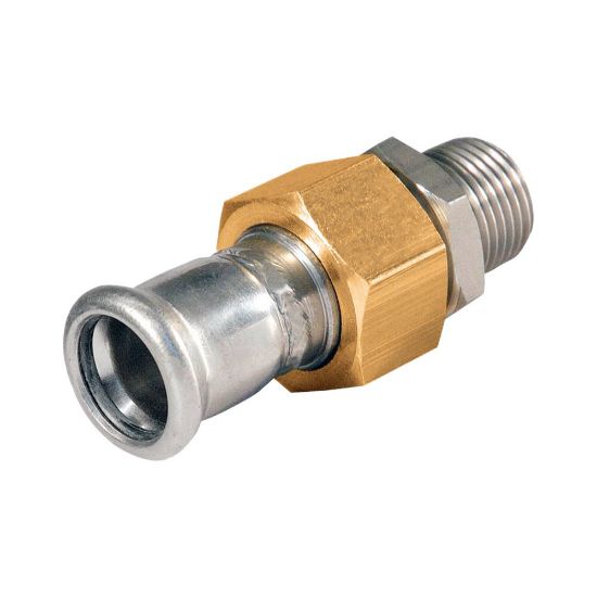 Afbeeldingen van Press rvs-316L kiwa 3-del. koppeling vlakdichtend 3/4bux15 m