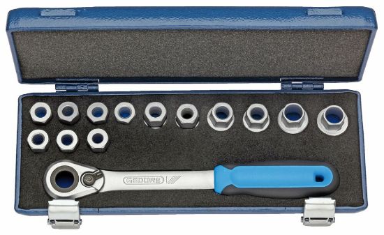 Afbeeldingen van Gedore doorloop dopsleutelset 1/2 14dlg 10-24mm 19sku20