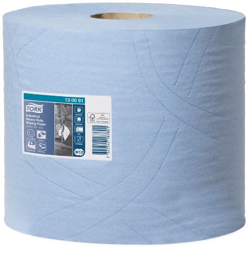Afbeeldingen van Tork industrie poetspapier L3 24cm blauw 130081 119mtr ve2