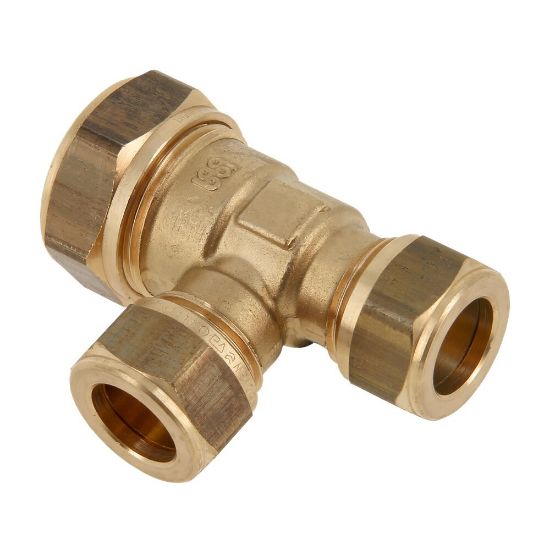 Afbeeldingen van Knelkoppeling T-stuk messing  15 x 12 x 12