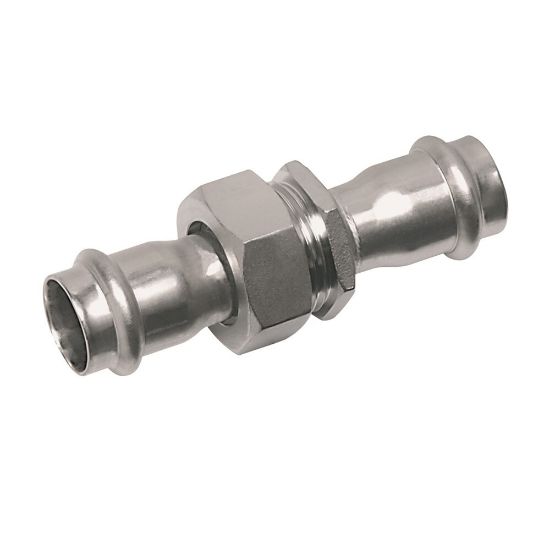 Afbeeldingen van Press rvs-316L kiwa 3-del. koppeling    3/4x15mm 2x press