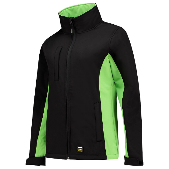Afbeeldingen van Tricorp softshell dames bicolor 402008  black/lime (zwart/groen) 5XL