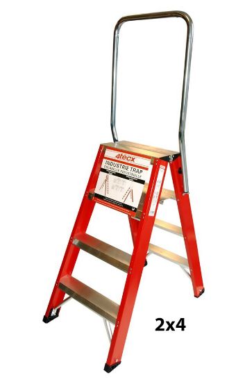 Afbeeldingen van 4tecx industrietrap 2x3 aluminium       dubbel oploopbaar met beugel