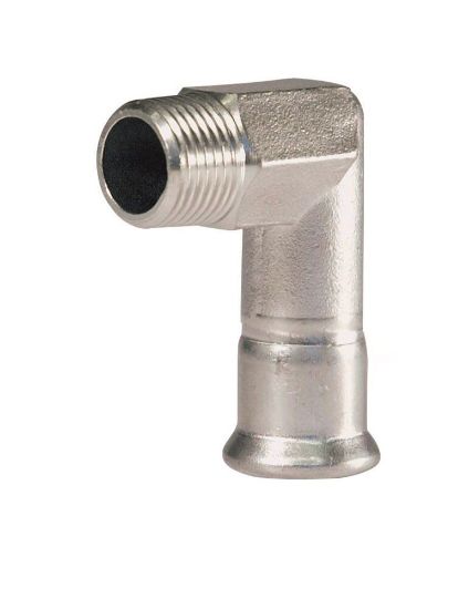 Afbeeldingen van Press rvs-316L kiwa knie 3/4 buitendraadx22mm