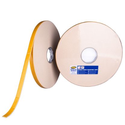 Afbeeldingen van Dubbelzijdige tape DW 19mm 25mtr 3.0mm  wit polyethyleenschuim/synt rubber