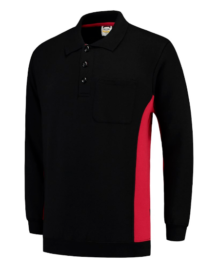 Afbeeldingen van Tricorp polosweater bicolor borstzak 302001 black/red (zwart/rood) M