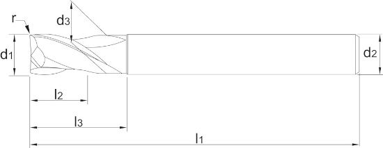 Afbeeldingen van Volhardmetaal HSC Torusfrees, 2-snijder TiAlSiN, HRC 45-70