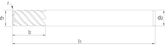 Afbeeldingen van Volhardmetaal HSC Schachtfrees, 6-snijder TiAlSiN, kantradius, HRC 45-70