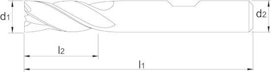 Afbeeldingen van UNI volhardmetaal Schachtfrees, 4-snijder DIN 6527-B lang, AlTiN-X