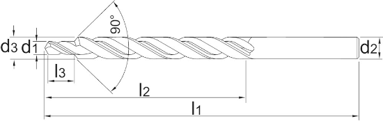 Afbeeldingen van HSS Meerfasenboor DIN 8374-A fijnpassing‚ kort‚ 90°
